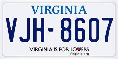 VA license plate VJH8607