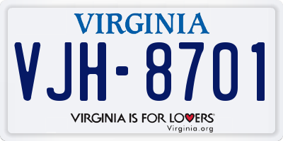 VA license plate VJH8701