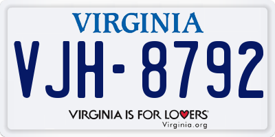 VA license plate VJH8792