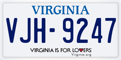 VA license plate VJH9247