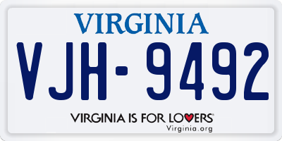 VA license plate VJH9492