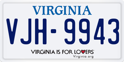 VA license plate VJH9943