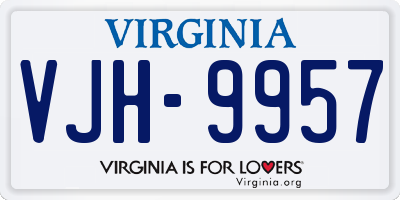 VA license plate VJH9957