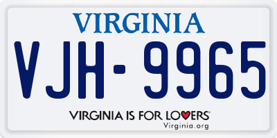 VA license plate VJH9965