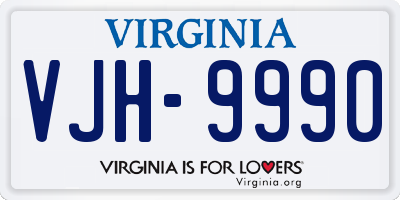 VA license plate VJH9990