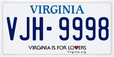 VA license plate VJH9998