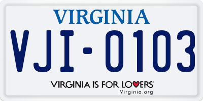 VA license plate VJI0103