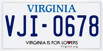 VA license plate VJI0678