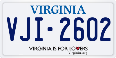 VA license plate VJI2602