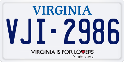 VA license plate VJI2986