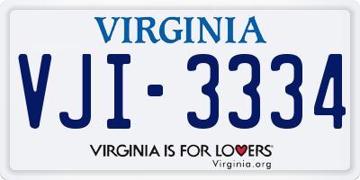 VA license plate VJI3334