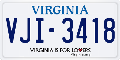 VA license plate VJI3418