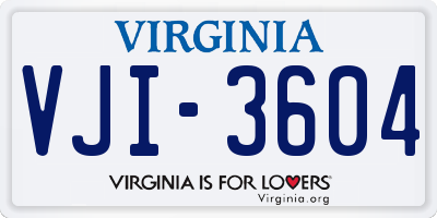 VA license plate VJI3604