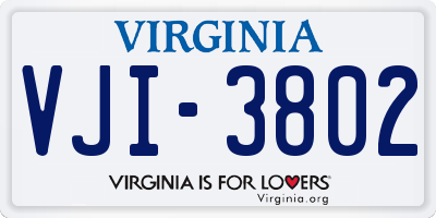 VA license plate VJI3802