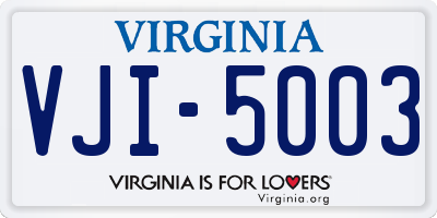 VA license plate VJI5003