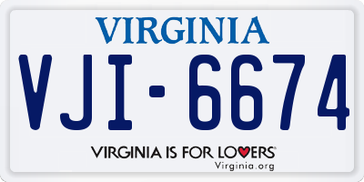 VA license plate VJI6674