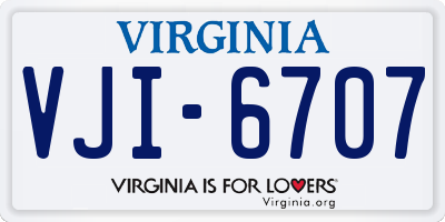 VA license plate VJI6707