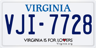 VA license plate VJI7728