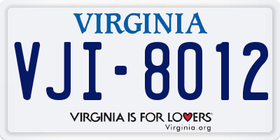 VA license plate VJI8012