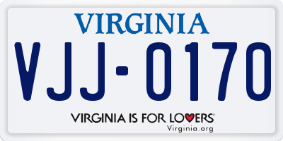 VA license plate VJJ0170