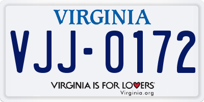 VA license plate VJJ0172