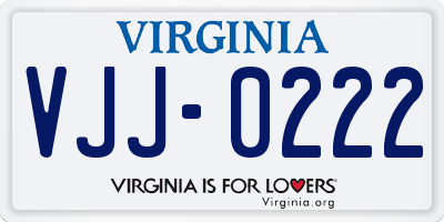 VA license plate VJJ0222