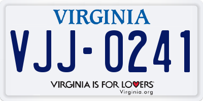 VA license plate VJJ0241