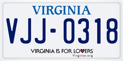 VA license plate VJJ0318