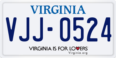 VA license plate VJJ0524