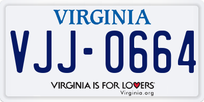 VA license plate VJJ0664