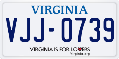 VA license plate VJJ0739