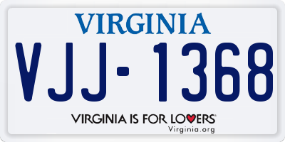 VA license plate VJJ1368