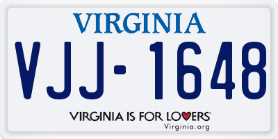 VA license plate VJJ1648