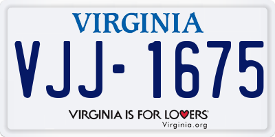VA license plate VJJ1675