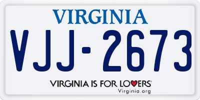 VA license plate VJJ2673