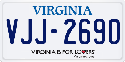 VA license plate VJJ2690