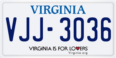 VA license plate VJJ3036
