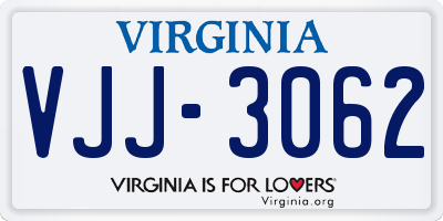 VA license plate VJJ3062