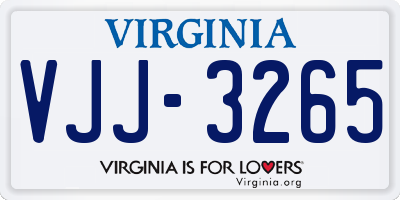 VA license plate VJJ3265