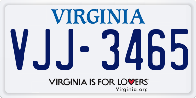 VA license plate VJJ3465