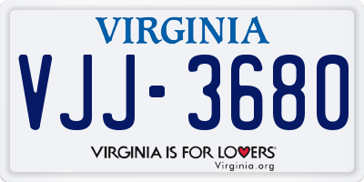 VA license plate VJJ3680