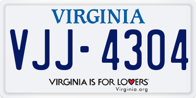 VA license plate VJJ4304