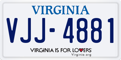 VA license plate VJJ4881