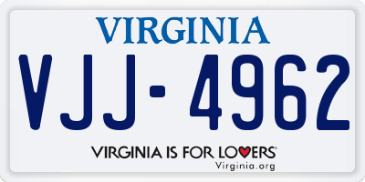 VA license plate VJJ4962