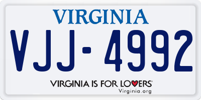 VA license plate VJJ4992