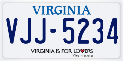 VA license plate VJJ5234