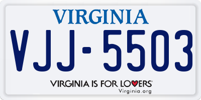 VA license plate VJJ5503