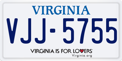 VA license plate VJJ5755
