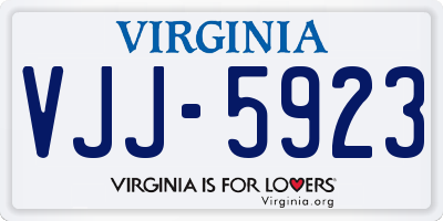 VA license plate VJJ5923