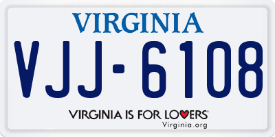 VA license plate VJJ6108